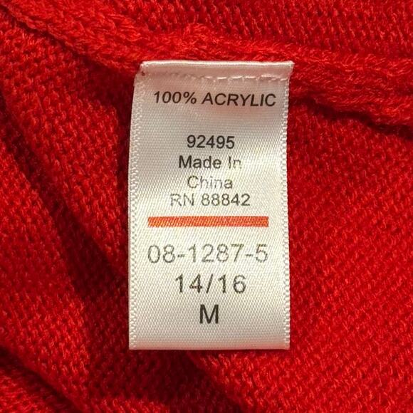 Roamans Tunic Sweater Fair Isle Nordic Scandi Holiday Bell Sleeve Red Medium - Picture 4 of 7